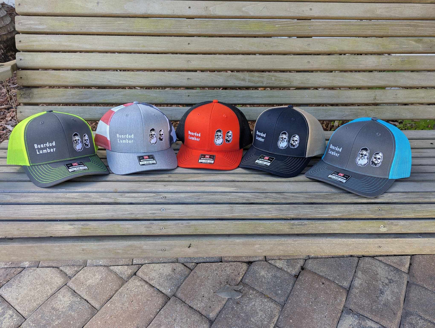 Grey and Neon Blue Bearded Lumber Embroidered Hat